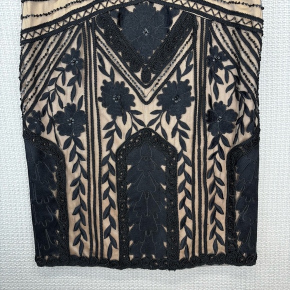 Vtg Sue Wong Black Lace Illusion Beaded Evening Cocktail Dress Sheer Back Small - Picture 3 of 12